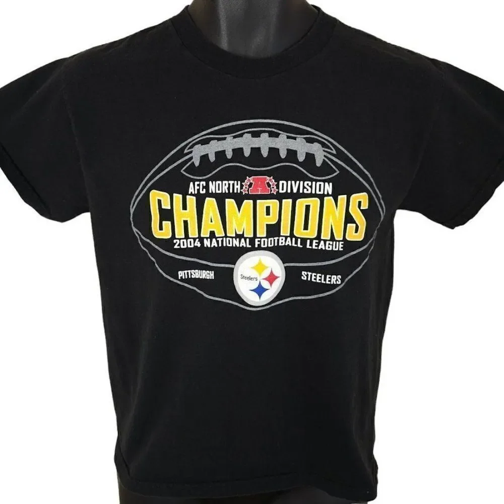 Pittsburgh Steelers T Shirt Vintage Y2K 2004 NFL Football Champions Youth 10/12